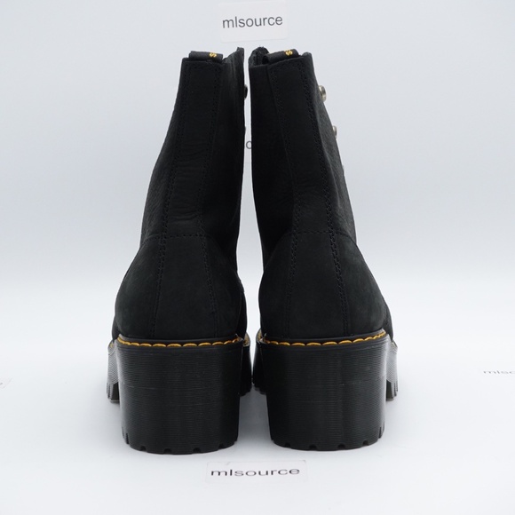 NEW Dr. Martens Leona Platform Boots 32215001 Black Nubuck - Picture 5 of 9